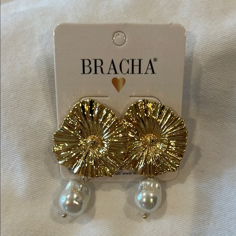 New Bracha Gold and Pearl Earrings